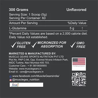 Muscle Gears Glutamine Raw – your ultimate fitness companion.