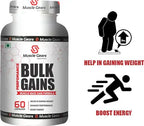 Bulk Gain Capsules for Weight Gain & Muscle Mass | Testosterone Booster, Energy & Strength Gainer Supplement (60 Caps)