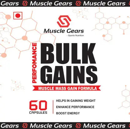 Bulk Gain Capsules for Weight Gain & Muscle Mass | Testosterone Booster, Energy & Strength Gainer Supplement (60 Caps)