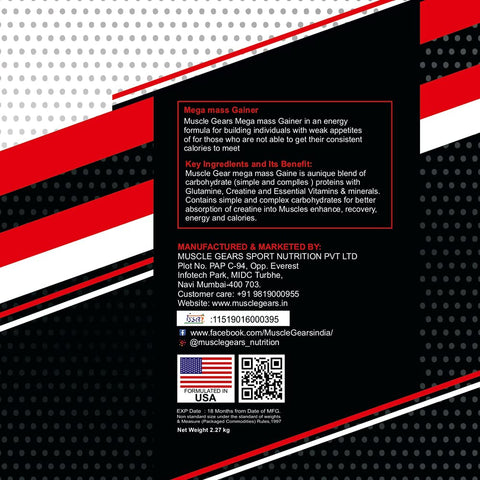 Back label of a supplement package with text and branding on a black background with red and white stripes.