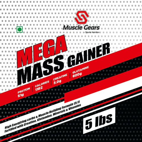 Muscle Gears Mega Mass Gainer for Weight Gain & Muscle Building, High-Calorie Carb-Protein Formula