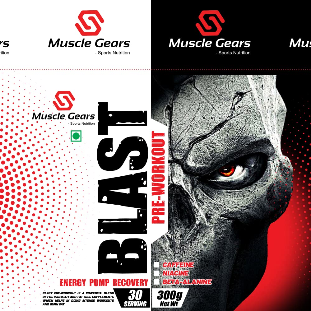 Muscle Gears BLAST Pre-Workout Supplement with Caffeine, L-Arginine & Beta-Alanine for Energy, Pump & Endurance