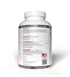 White supplement bottle labeled 'Muscle Gears' on a white background