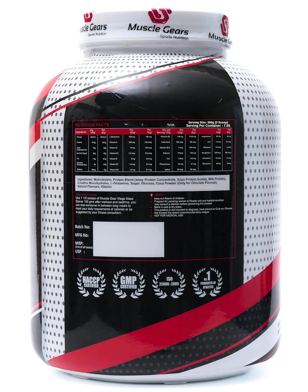 Muscle Gears Mega Mass Gainer for Weight Gain & Muscle Building, High-Calorie Carb-Protein Formula