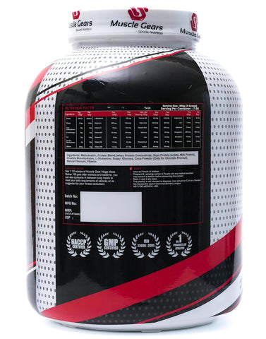 Muscle Gears Mega Mass Gainer for Weight Gain & Muscle Building, High-Calorie Carb-Protein Formula