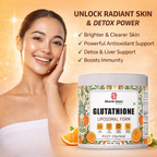Muscle Gears Liposomal Glutathione Supplement – Advanced Antioxidant Support for Skin Radiance, Detox & Liver Health | L-Glutathione Reduced | Fizzy Orange Drink Mix | 180g