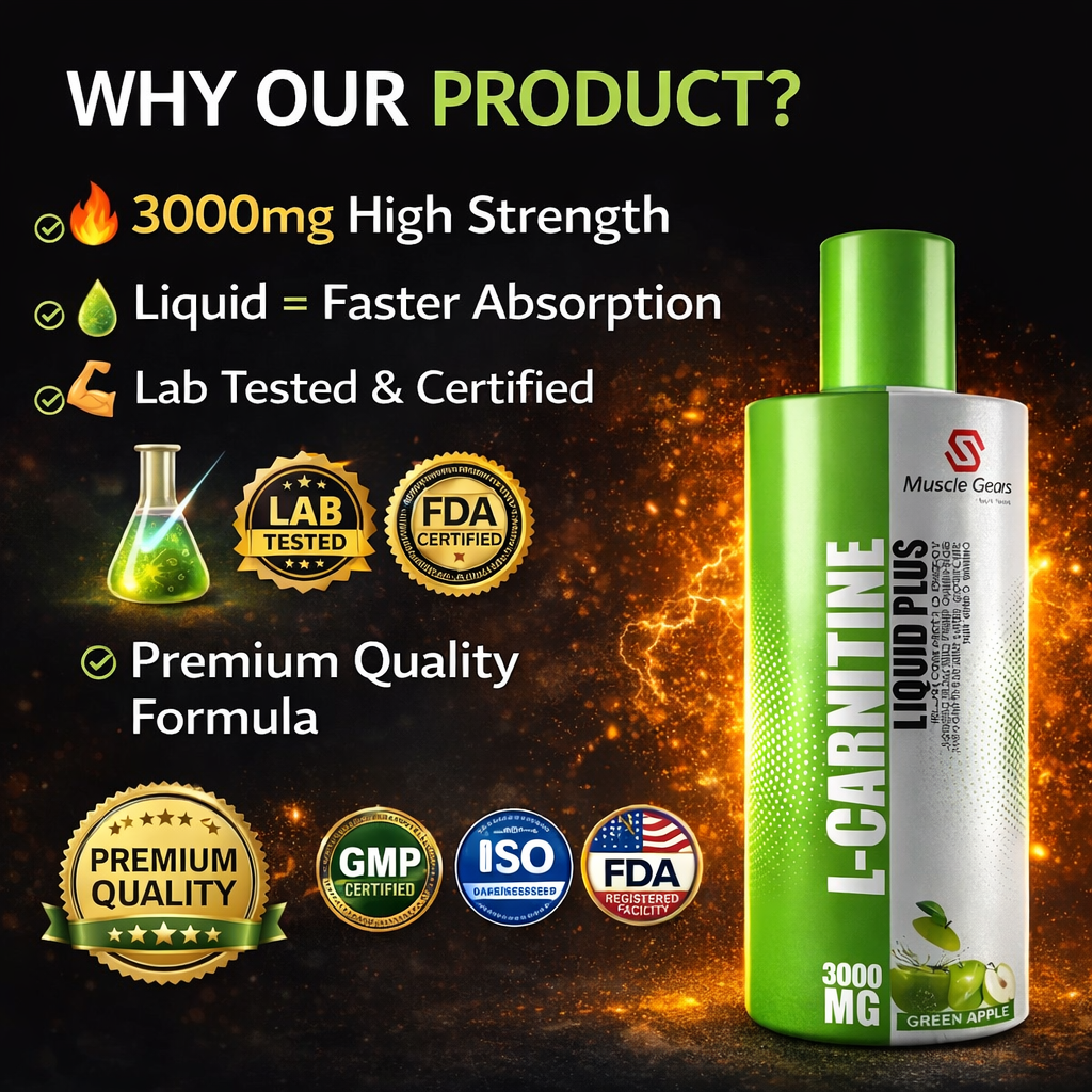 L-Carnitine 3000mg Liquid Supplement | Fat Burn, Energy, Performance & Recovery Support