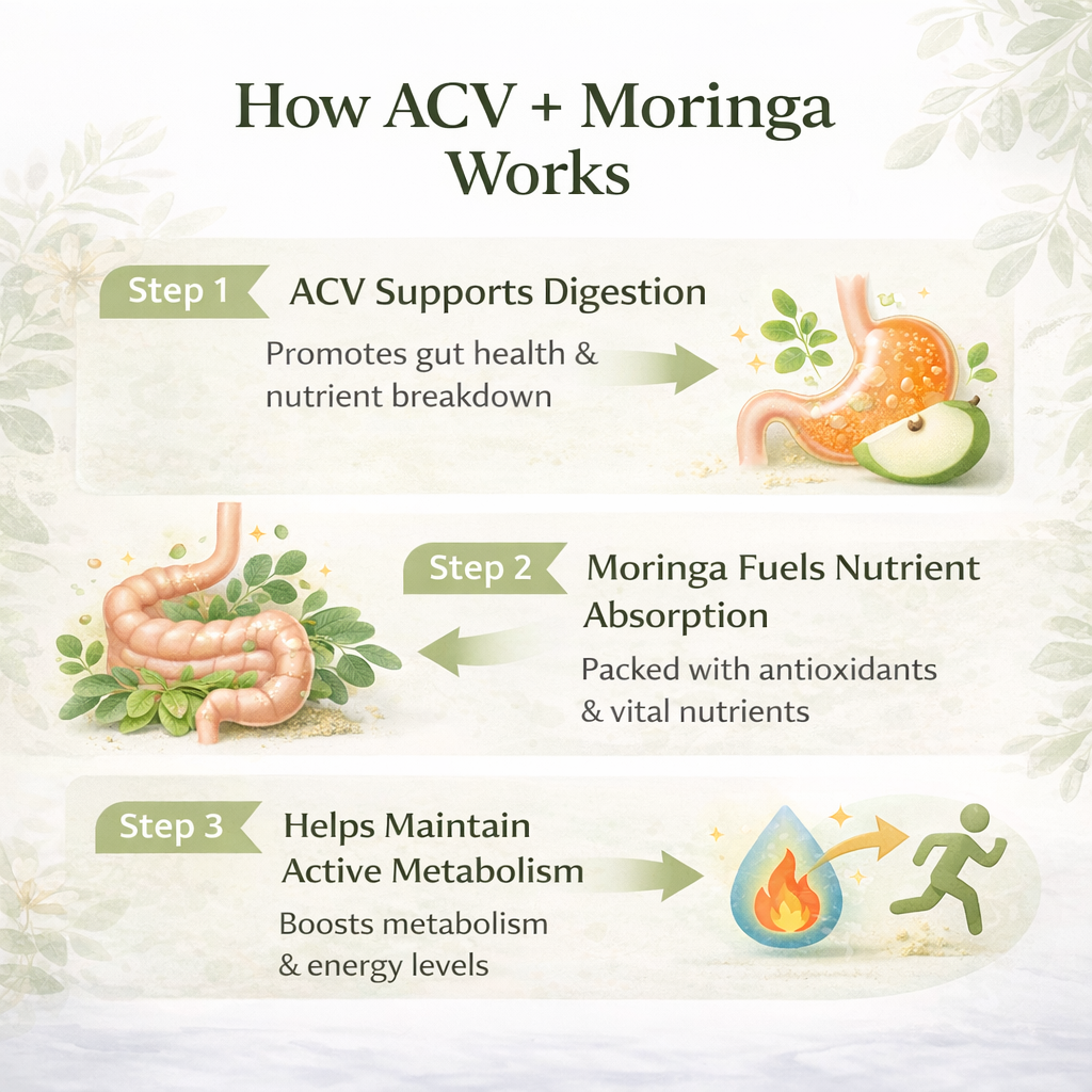 ACV + Moringa Apple Fizz Powder | Apple Cider Vinegar & Moringa Wellness Drink | Metabolism, Digestion & Daily Detox Support | Nutrient-Rich Herbal Blend | 150g