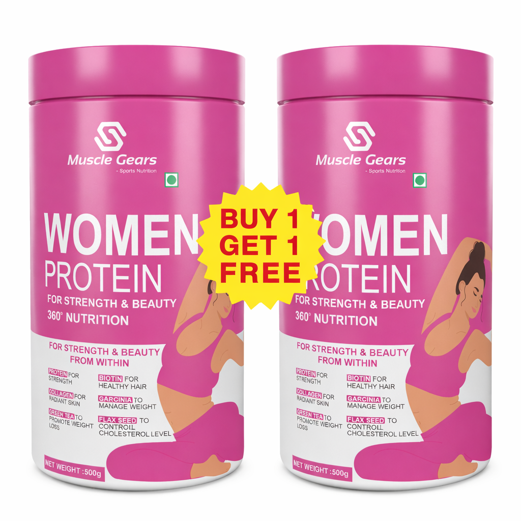 Muscle Gears Women Protein Powder Chocolate 500g + Slim Shake 500g Combo | Buy 1 Get 1 Free | Whey Protein for Women with Biotin, Collagen & Green Tea