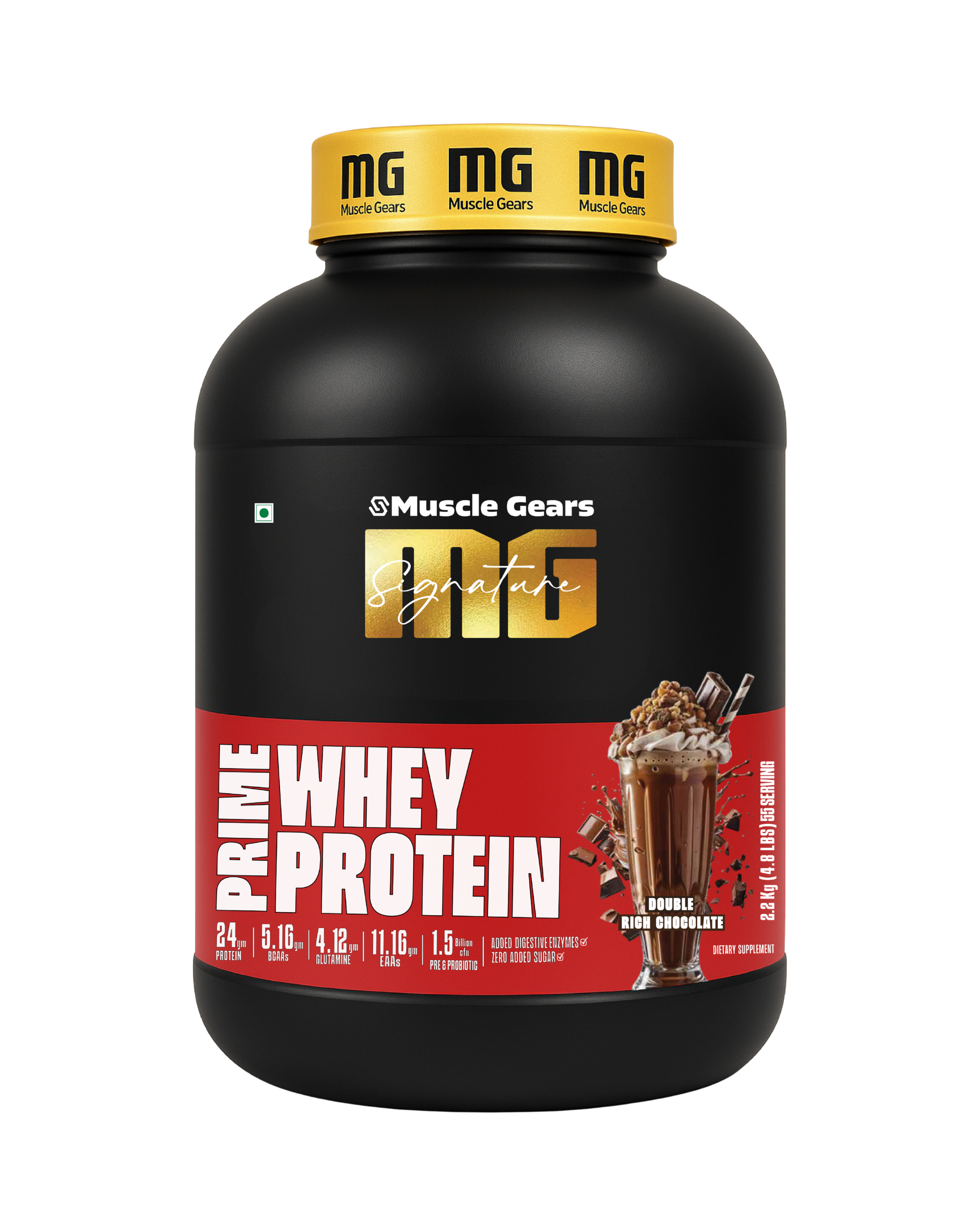 Muscle Gears Prime Whey Protein | 24g Protein, BCAAs & EAAs for Muscle Growth, Strength & Faster Recovery