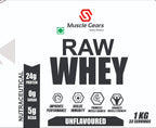 Muscle Gears Raw Whey Protein | 24g Protein per Serving, No Added Sugar, No Soy, No Colour, Ultra-Filtered Whey for Muscle Growth & Recovery