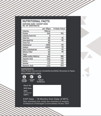 Raw Whey 1 kg with No Added Sugar