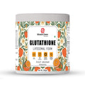 Muscle Gears Glutathione supplement container with orange design on a white background