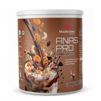 Muscle Gears ANAS PRO health supplement container with chocolate and snack mix imagery on a white background