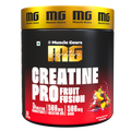 Muscle Gears Creatine Pro Fruit Fusion supplement container on a white background