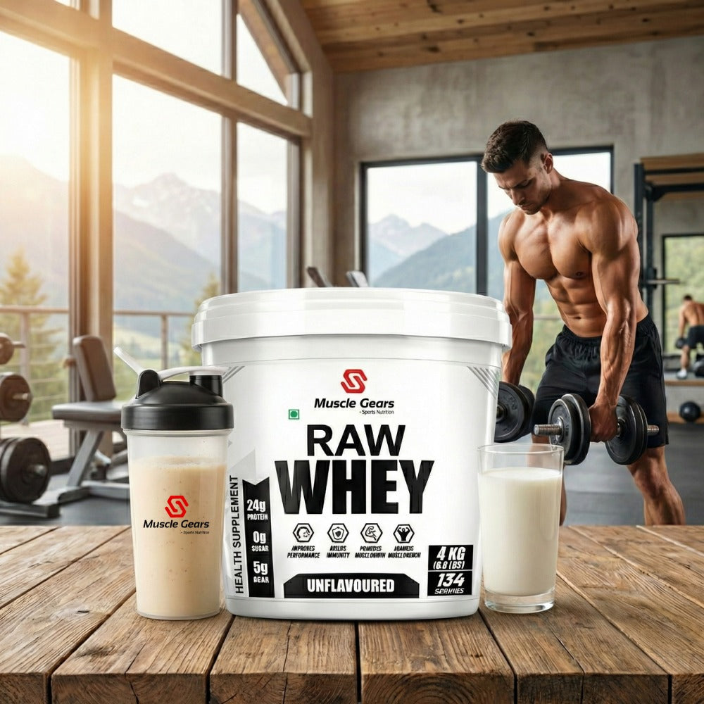 Muscle Gears Raw Whey Protein | 24g Protein per Serving, No Added Sugar, No Soy, No Colour, Ultra-Filtered Whey for Muscle Growth & Recovery