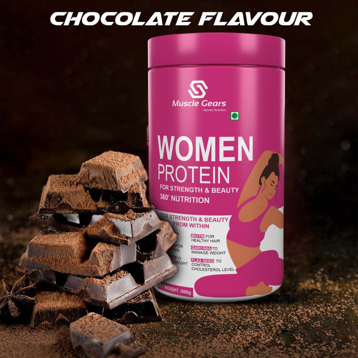 Muscle Gears Women Protein Powder Chocolate 500g + Slim Shake 500g Combo | Buy 1 Get 1 Free | Whey Protein for Women with Biotin, Collagen & Green Tea