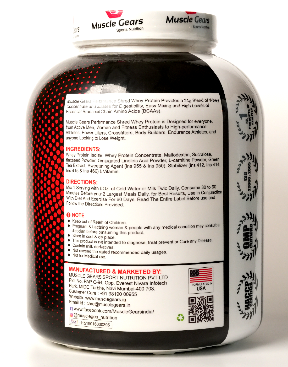 Muscle Gears Performance Shred Whey Protein Zero Sugar for Weight Loss, 24g Protein, BCAA & Fat Burn Blend