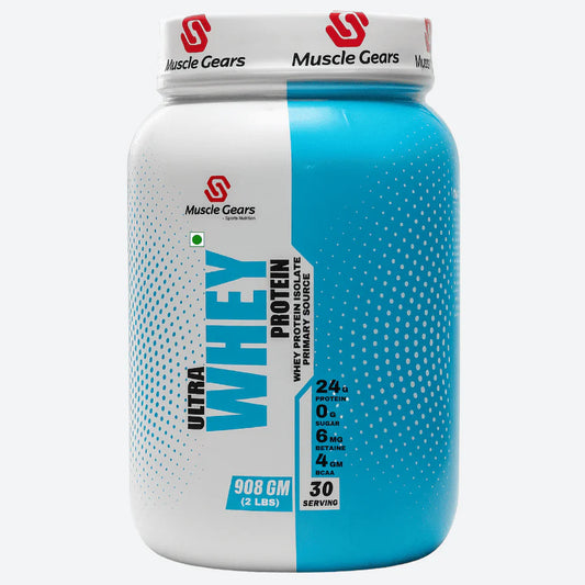 Muscle Gears Ultra Whey Protein Powder Zero Sugar, 24g Protein, 4g BCAA for Muscle Growth & Recovery